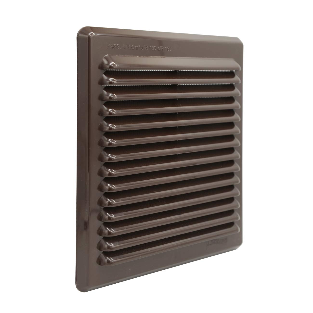 La Ventilazione AMR200M Rectangular Plastic Ventilation Grille with Insect net and Feathers, Brown, 204x230 mm
