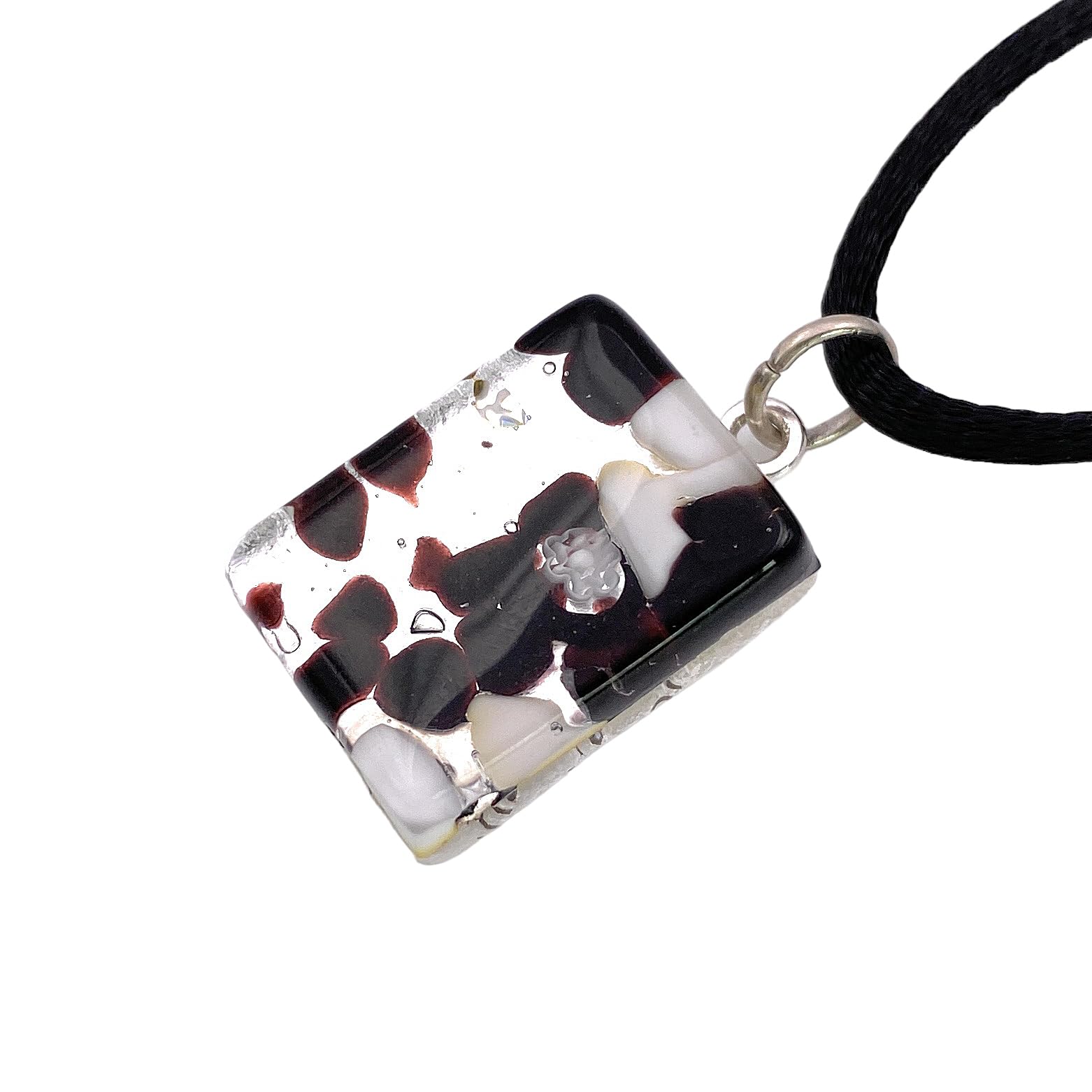 Glass Pendant, Murano Glass Pendant, Handmade Glass Pendant, Millefiori Pendant, Silver Leaf, Murano Glass Jewellery, Glass from Venice, Dainty 2cm x 1.5cm (Pixie)