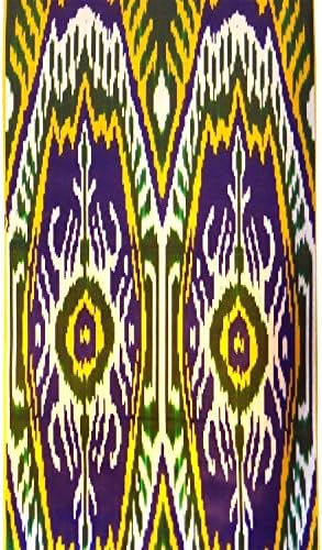 UZBEK COLORFUL BEAUTIFUL HANDMADE NATURAL SILK IKAT ATLAS By The Meter 1,09 Yard (Multi6)