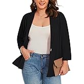 MINTLIMIT Womens Plus Size Blazer 3/4 Sleeve Notch Lapel Casual Work Blazers One Button Open Front Pockets Jackets (XL-5XL)
