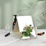 OSDUE Folding Tabletop Mirror 25.5x18cm Beige PU Leather Portable view 6