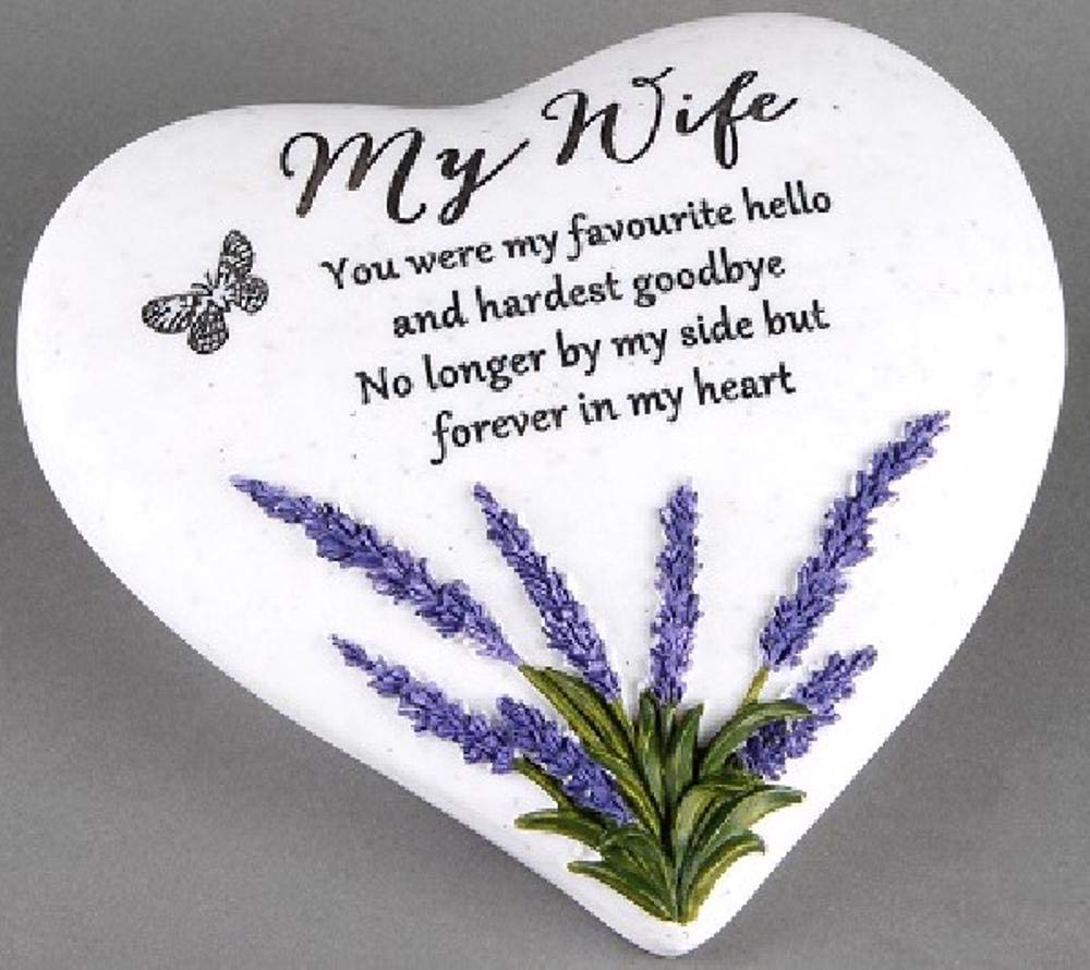 Thoughts Of You Heart Outdoor Memorial Plaque with Lavender design, Wife