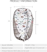 SONARIN Baby Nest Newborn Lounger Double Sided 88x53 cm 100% Cotton Gray view 7