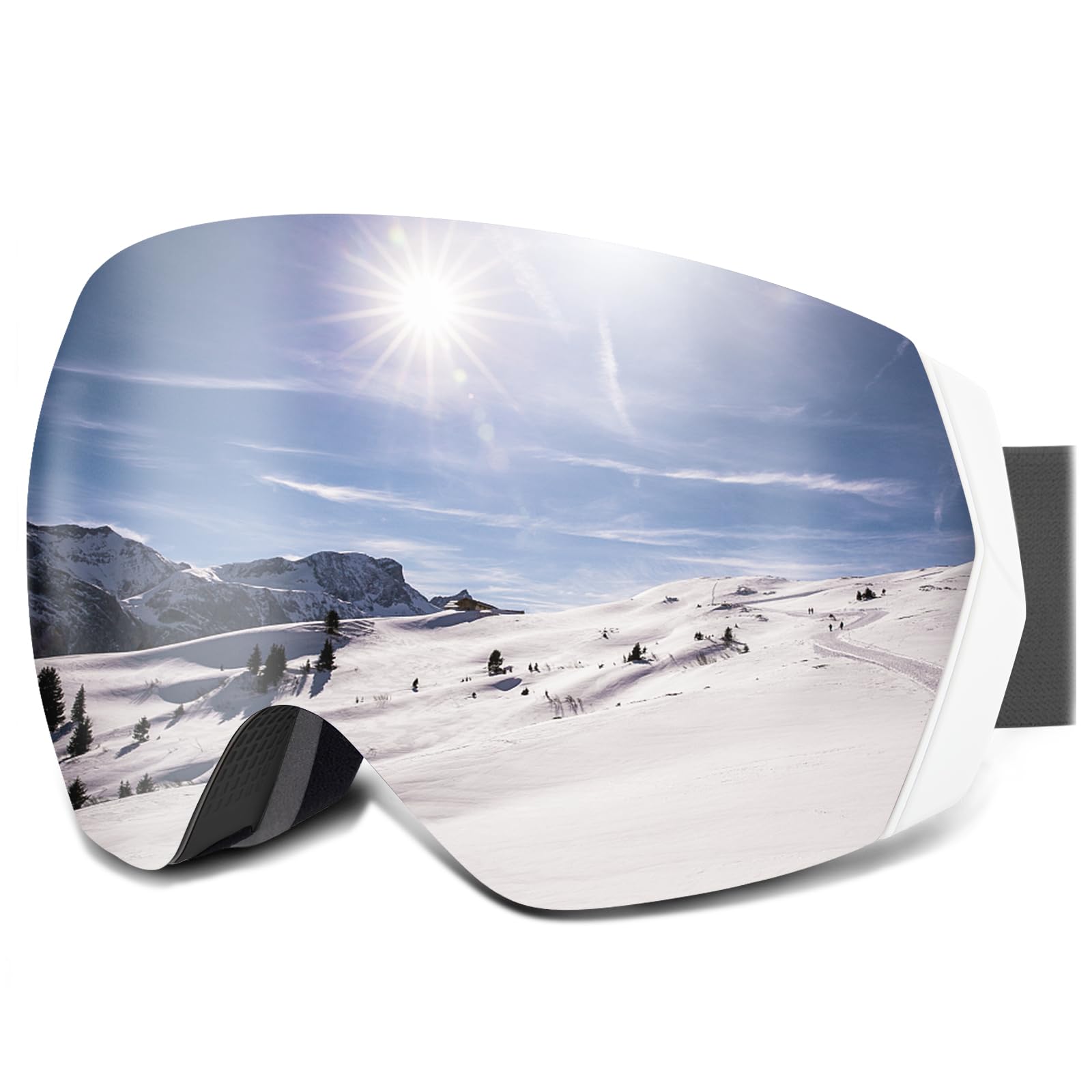 CARFIA OTG Ski Goggles for Womens Men Youths Over Glasses Compatible Helmet 100% UV Protection Anti-Fog for Snow Skiing Snowboarding Goggles with Detachable Lens and Anti-Slip Straps