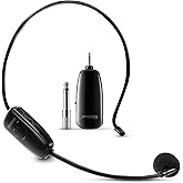 Wireless Microphone Headset, UHF Wireless Headset Mic, 160ft Range, Headset Mic and Handheld Mic 2 in 1, 1/8'' and 1/4'' Plug