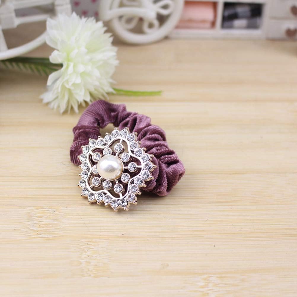 Lurrose 10Pcs Pearl Diamond Hair Scrunchies Elastic Hair Bands Crystal Hair Band Ponytail Holders for Women Girls (Random Style) - Image 4