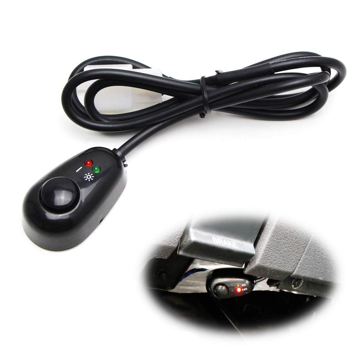 iJDMTOY (1) Water Tear Drop Shape 12V Push Button Switch With Red/Green LED Indicator Lights For Fog Lights, DRL, LED Light Bar, etc