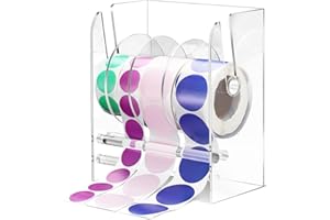 Qilery Adjustable Label Dispenser Acrylic Roll Sticker Dispenser Sticker Holder Organizer Label Stand for Holding Office and Home(4 Disks)