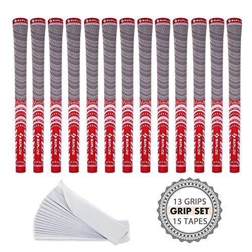 Jaya Golf Grips with Tape, Golf Club Grips, Corded Rubber, Standard Size, Red, Set of 13 Grips