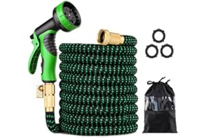 SALFORE 50ft Expandable Garden Hose - with 10-Function Nozzle, Patented 40-Layer Nano Rubber - Lightweight, Durable, Flexible, Kink-Free Retractable Garden Hose for Lawn and Garden