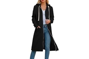 BJUTIR Women'S Zip Up Hoodies Oversized Fleece Long Tunic Sweatshirts Casual Long Sleeve Fall Hoodie Jacket Coat With Pockets
