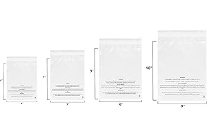 PolyPackers – Combo Pack of 400 Self Seal Clear Poly Bags with Suffocation Warning 100 each 4x6 inch, 5x7 6x9 8x10 inch Permanent Adhesive For FBA, Packaging Clothes, Shirts and More, SMALL