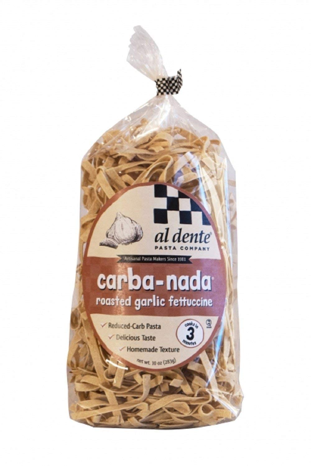 Photo 1 of (EXP Jan 12, 2026) Al Dente Pasta Carba-Nada Roasted Garlic Fettuccine 10 Ounce Bag 6 bags