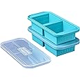 Souper Cubes 2-Cup Extra-Large Silicone Freezer Tray with lid- 2 pack - makes 4 perfect 2 cup portions - freeze soup, stew, s