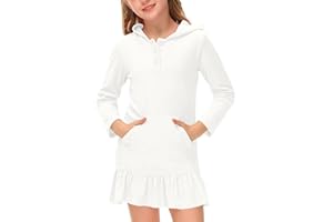 BesserBay Girls Summer Long Sleeve Coverups Button Down Terry Quickly Dry Ruffle Hem with Hood Cover Up 4-14 Years