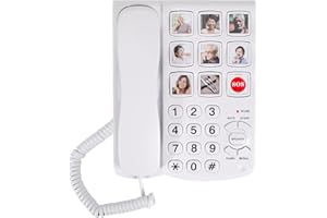 SACUMEA Telephones for Seniors, Dementia Phone for Seniors - 9 Picture Memory Corded Landline Telephone for Elderly - One-Touch Dial, 110dB+ Amplified Ringer -Home Phones for The Visually Impaired, Alzheimer