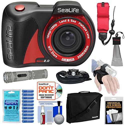SeaLife Micro 2.0 64GB Wi-Fi Underwater Digital Camera with Case + LED Torch + Straps + Silica Gel + Kit