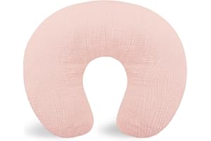 Hooyax Muslin Nursing Pillow Covers Only, Soft and Breathable Nursing Covers for Breastfeeding Pillows, Adorable Infant Feeding Pillow slipcover for Baby Boy and Girls (Pink)