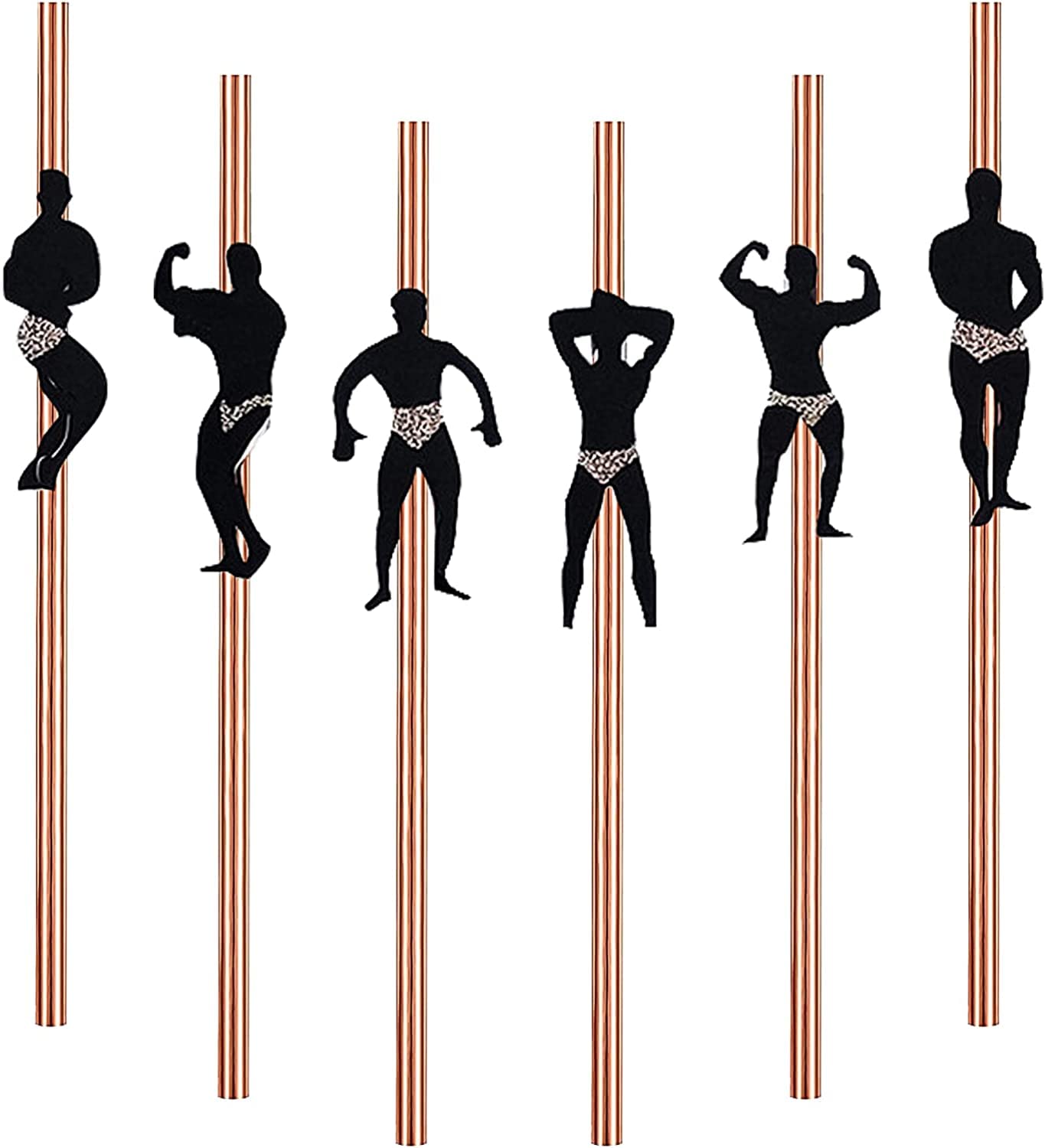 36pcs Naughty Bachelorette Straws, Hen Party Cocktail Straws Dancing Men Male Stripper Rose Gold Paper Straws for Hen Do Party Bridal Shower, Girls Night Out Decoration Accessories