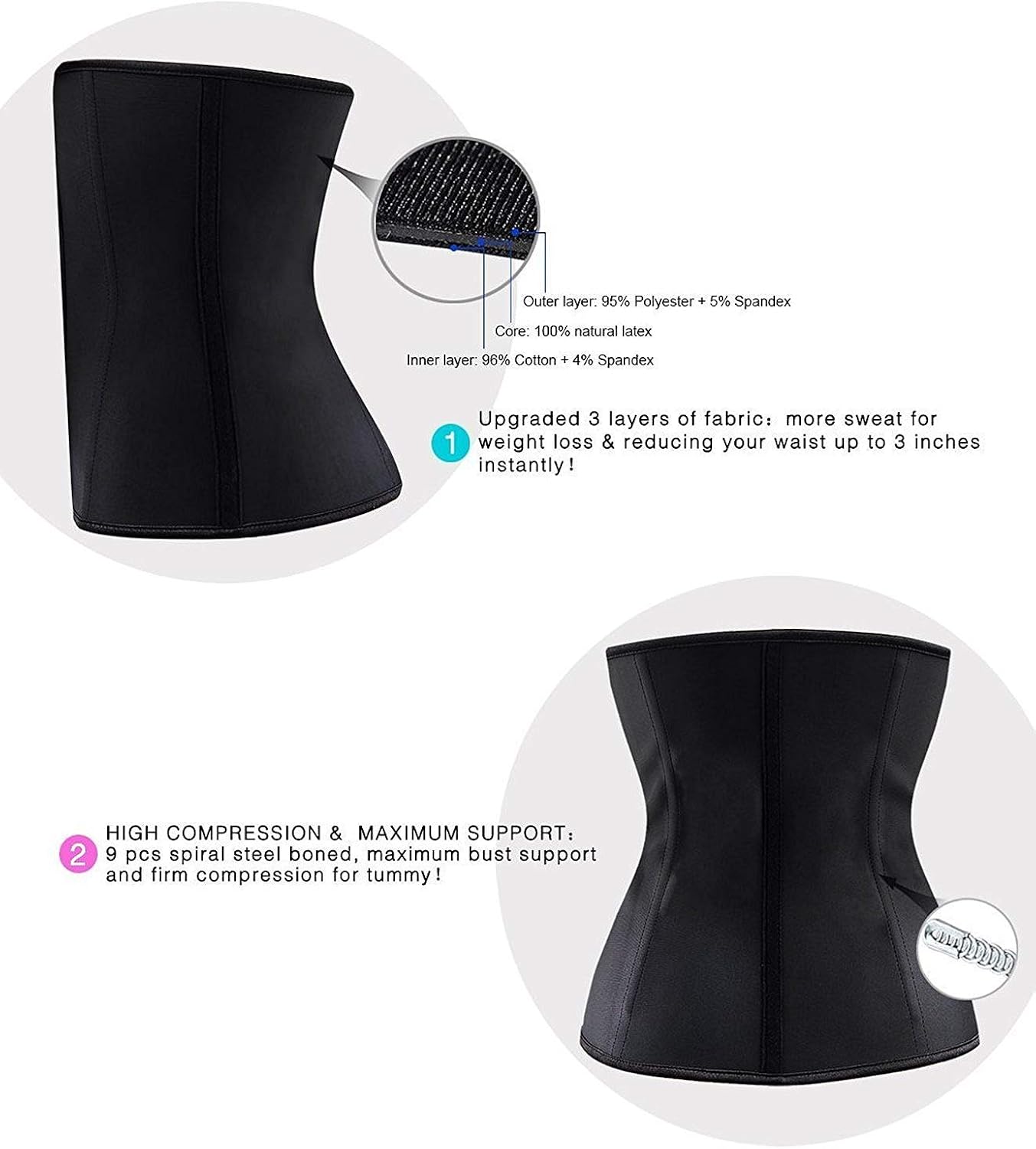 YIANNA Women's Underbust Latex Sport Girdle Waist Trainer Corsets Hourglass Body Shaper at  Women’s Clothing store