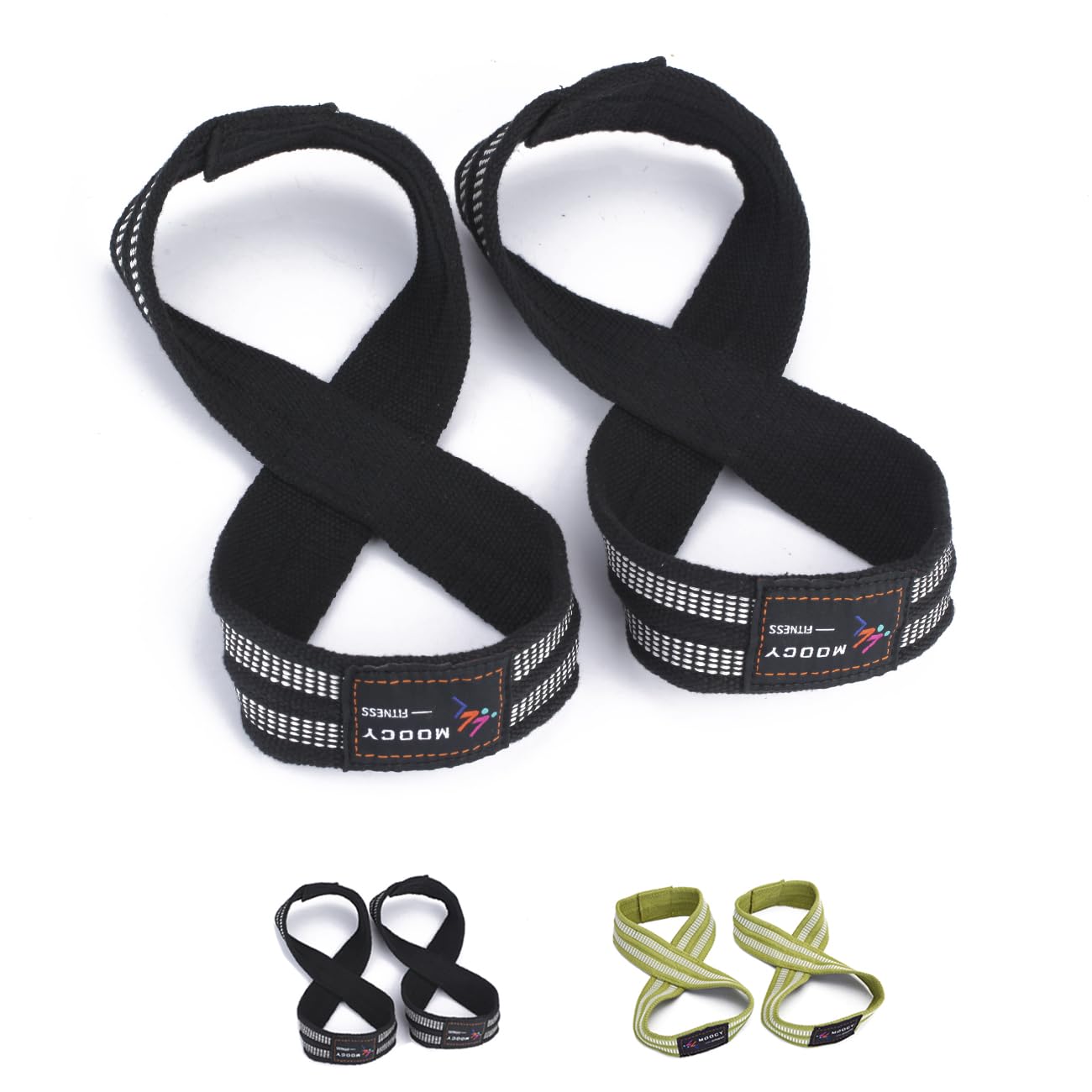 Photo 1 of MOOCY Figure 8 Straps for Deadlift, Weight Lifting, Shrugs, and Weightlifting. Heavy Duty Cotton, Wrist Straps for Men, Women, Weight Lifting, Deadlifts - Deadlifting Straps(Medium, Black)