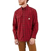 Carhartt Mens Loose Fit Midweight Chambray Long-Sleeve Plaid Shirt