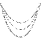 LXUEJIE 1 Pcs Chain Pants, Heavy Duty 3-Layer Silver Wallet Chain for Men Women, Punk Goth Jeans Belt Purse Chains, Hip Hop Metal Pant Chains for Keys Wallet