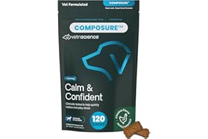 VetriScience Calm & Confident Chews, Composure Clinically Tested Calming Supplement for Dogs, Reduce Stress & Fear, Ideal for Thunderstorms, Fireworks & Travel, Chicken, 120 Count - New Look