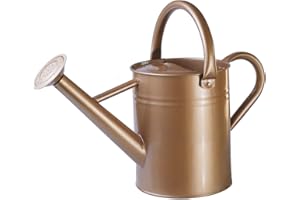 Lechloris Metal Watering Can for Outdoor Plants, Galvanized Steel Watering Can with Removable spout, 1 Gallon,Perfect Home & Garden Decor Gold