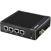 VNOPN Micro Firewall Appliance N3700 Quad Core, 2.5GbE Intel 4 Ports Dual HD, Fanless Mini PC 8GB DDR3 128GB mSATA SSD, Netwo