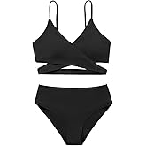 URMAGIC Girls 2 Piece Swimsuits Ribbed Criss Cross Strap Bikini Sets Swimming Bathing Suit for Teen Girls Swim Suit