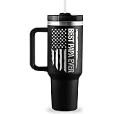 ROSTANTEN Papa Gifts Birthday Gifts for Papa from Grandkids Best Grandpa Gift 40oz Travel Cup Insulated Tumbler with Handle & Straw