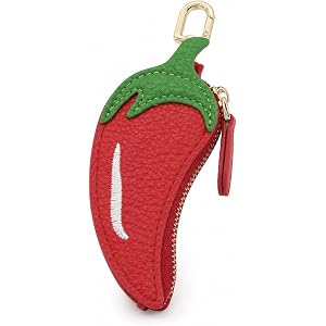 tagether Fruit Coin Purse Keychain, PU Leather Mini Zipper Pouch for Women