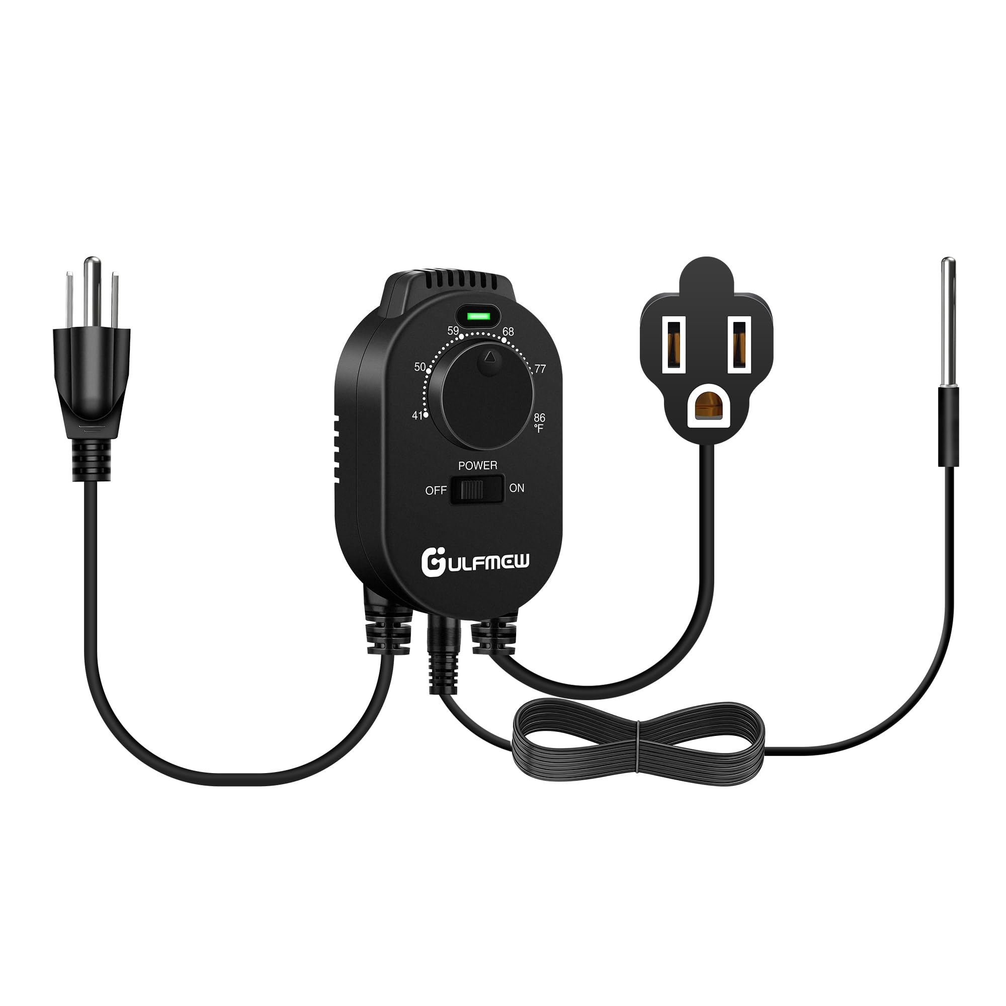 Photo 1 of 1 Pcs Plug in Thermostat for Heater, Thermostat Plug Outlet with 4.9FT Power Cord, Heating and Cooling Thermostats Outlet with Temperature Probe for Space Heater, Greenhouse Fan (Black)