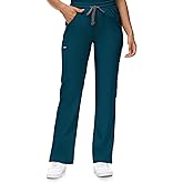 COMENII Scrubs for Women, Mid Rise Straight Leg Cargo Pants with Knit Yoga Waistband, Easy Care Womens Scrubs Pants