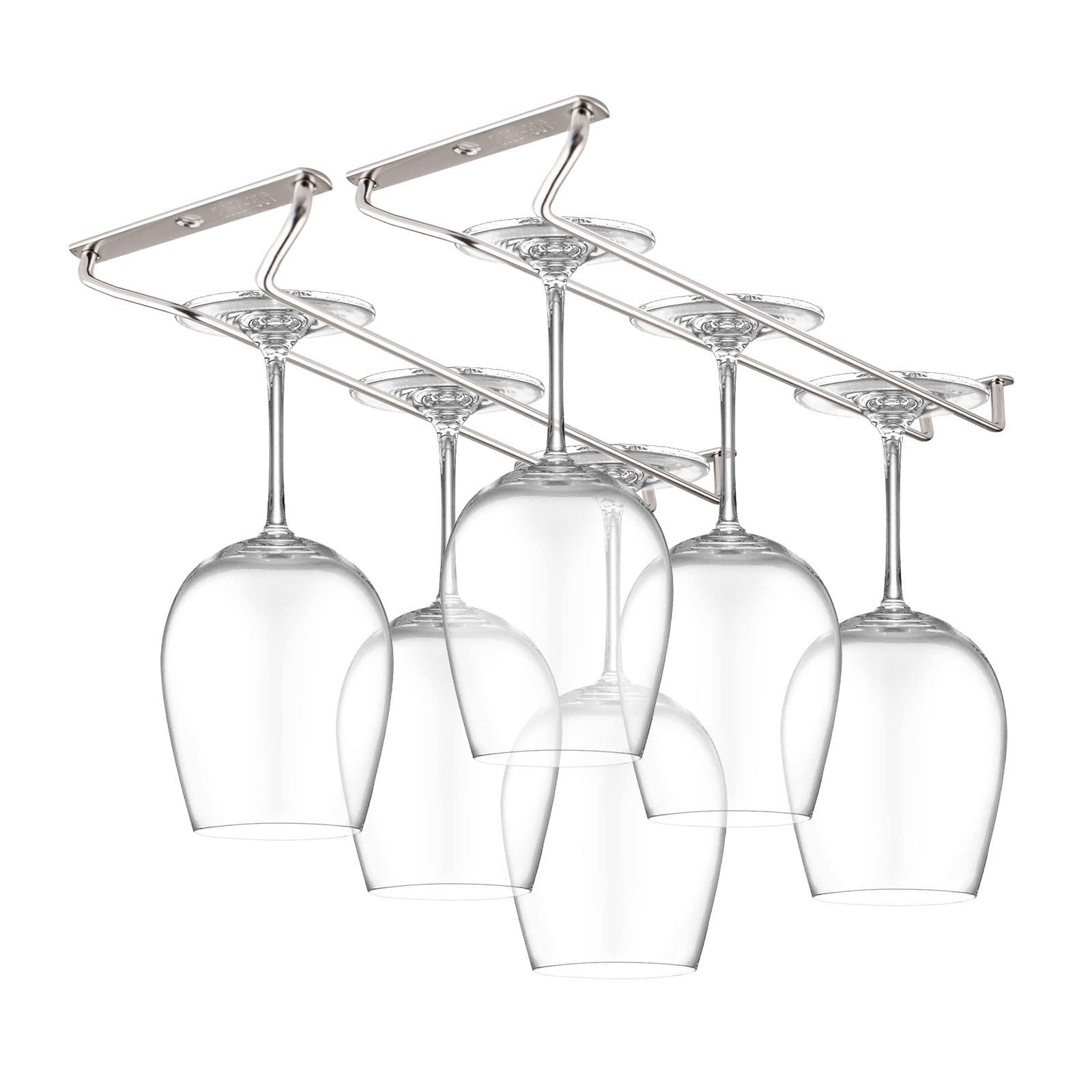 Photo 1 of CUKE2BEET 11.8 Inch Stainless Steel Wine Glasses Rack Under Cabinet Stemware Rack, Wine Glass Hanger Rack Wire Wine Glass Holder Storage Hanger for Cabinet Kitchen Bar (2)
