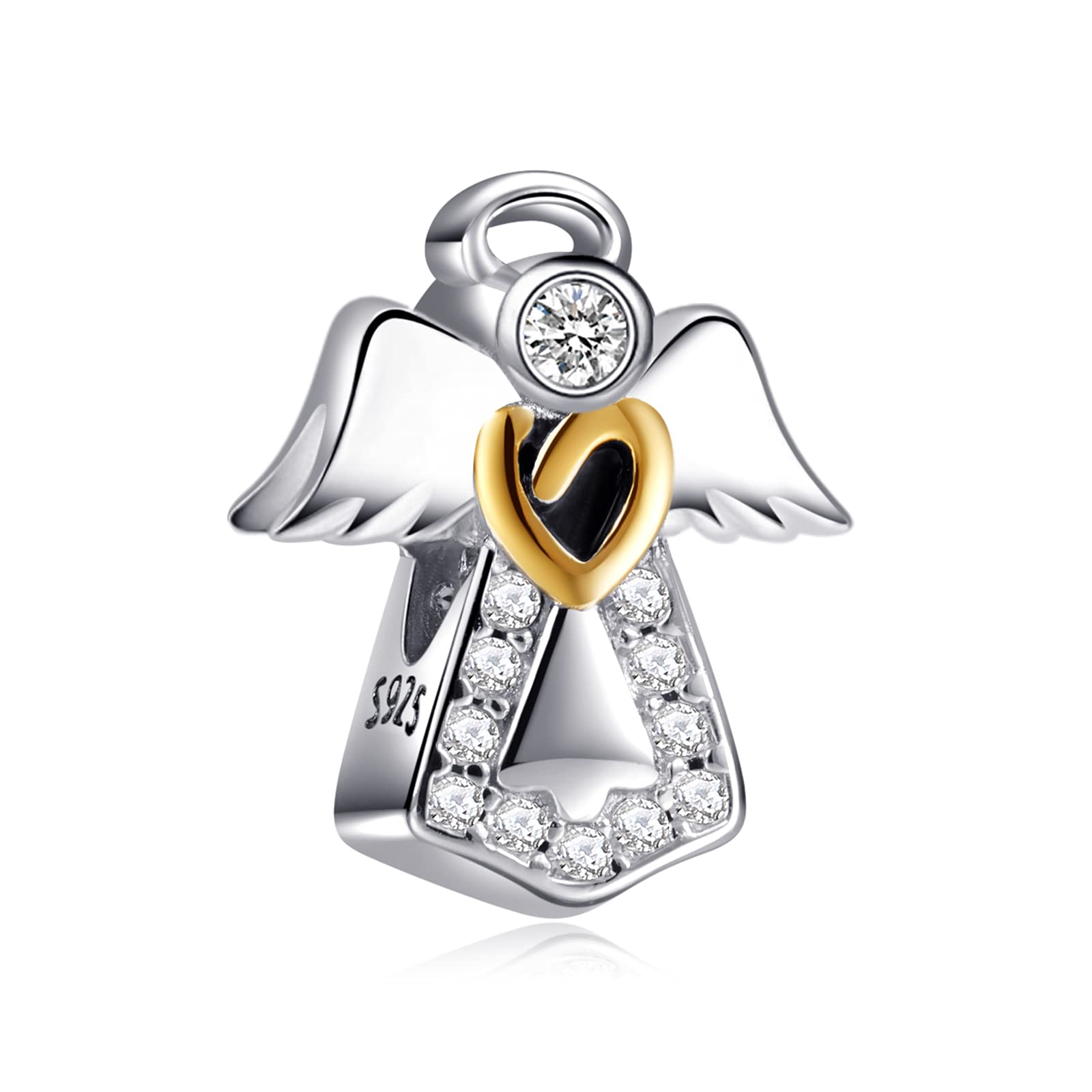LaMenars Unicorn Angel Mermaid Starfish Cute Duck Paw Cartoon Charms for Bracelets, 925 Sterling Silver Multi-Coloured Beads, fits Bracelet Necklaces, Birthday Gifts for Women (Angel)
