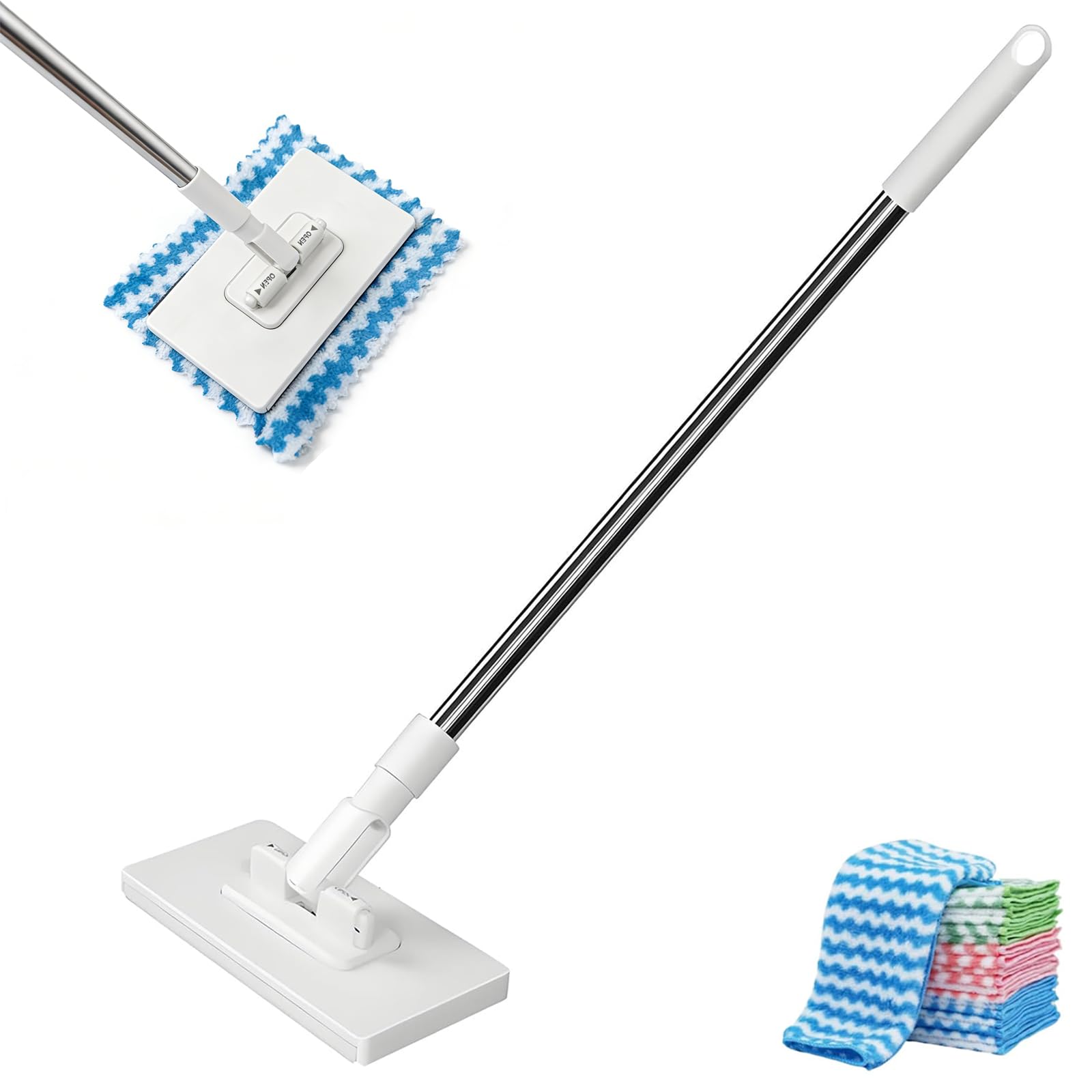 Photo 1 of **MISSING CLOTHES**Snap Grip Mini Mop, Zero Touch MiniMop, Disposable Clip Mopstick Reusable Cloths, Retractable Gap Dust Cleaner Flat Mops with Locking Head & Sweeping Cloths (1*mop+5*Cloth)