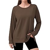 Missufeintl Women's Long Sleeve Crew Neck Workout Sweatshirts Loose Casual High Low Tunic Pullover Tops 2025 Fall Clothes