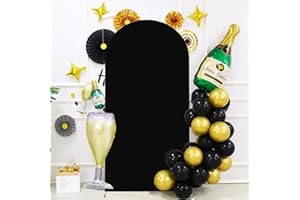 Albassa Arch Backdrop Cover 2-Sided Spandex Fitted Round Top Chiara Backdrop Frame Stand Cover for Baby Shower Birthday Party Wedding Decoration (Black, 6FT)