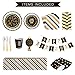 30th Birthday Plates, Napkins, Cups, Tablecloth, Banner, Party Hats - Huge Birthday Pack for 16 Person - Gold and Black 30th Birthday Table Decorations for Men and Women