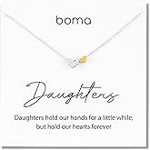 Boma Jewelry Sentiments Collection Daughters Sterling Silver Two Hearts with 14kt Gold Vermiel Necklace, 18 Inches