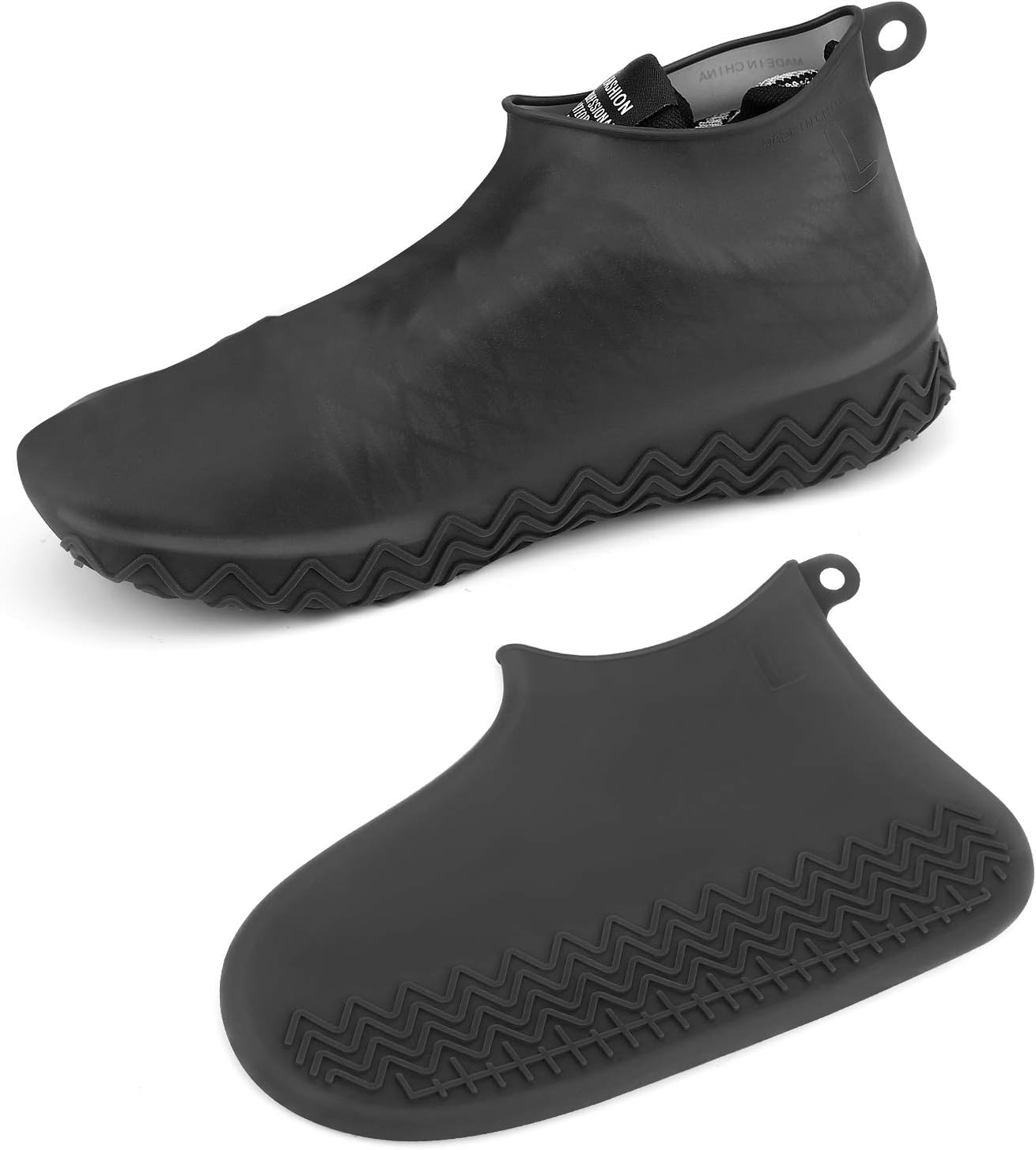AOGUERBE Waterproof Silicone Boot and Shoe Covers, Reusable Rubber Shoe Protectors Men/Women Covers for Shoes Rain Silicone Protector for Outdoor/Indoor/Walking Non Slip Stretchable (Black, Medium)