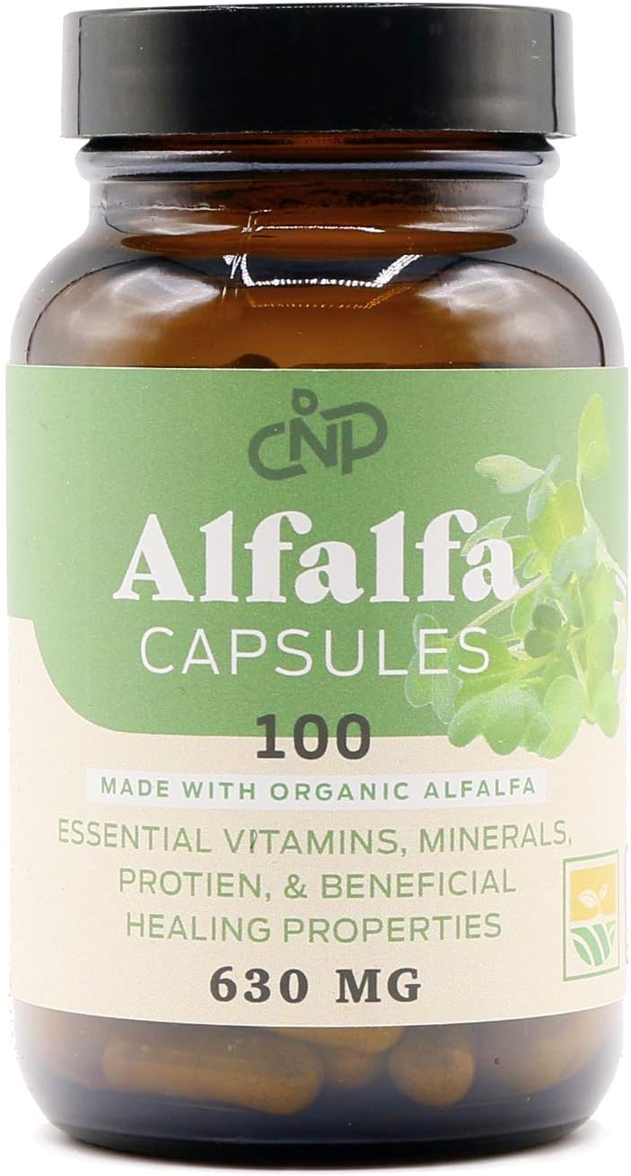 Pure Organic Alfalfa Leaf (Medicago Sativa) - 100 Capsules - 460mg of Pure Dried Alfalfa Leaf Powder Tablets: Health & Personal Care