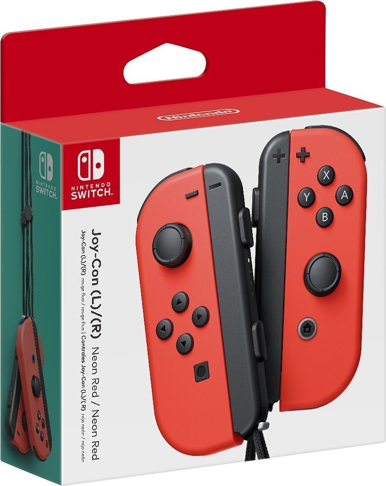 Nintendo Left and Right Joy-Cons (L/R) - Neon Red (HAC-015/6) (Renewed)