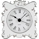 NIKKY HOME Small Table Clock, 3 Inch, Battery Operated for Bathroom | Small Crystal Clock for Living Room, Bedroom, Quartz Analog Movement, White, Gift Choice