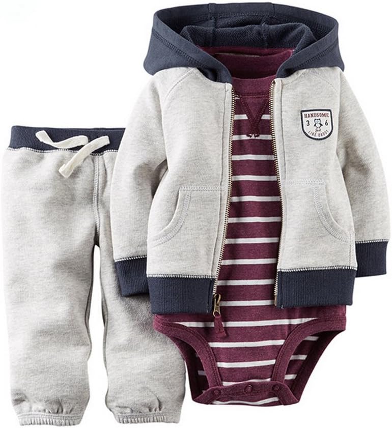Baby Long Sleeve Hoodie + Bodysuit + Pants Trousers Newborn Girl Boy Autumn Winter Clothes Outfits 0-24 Months