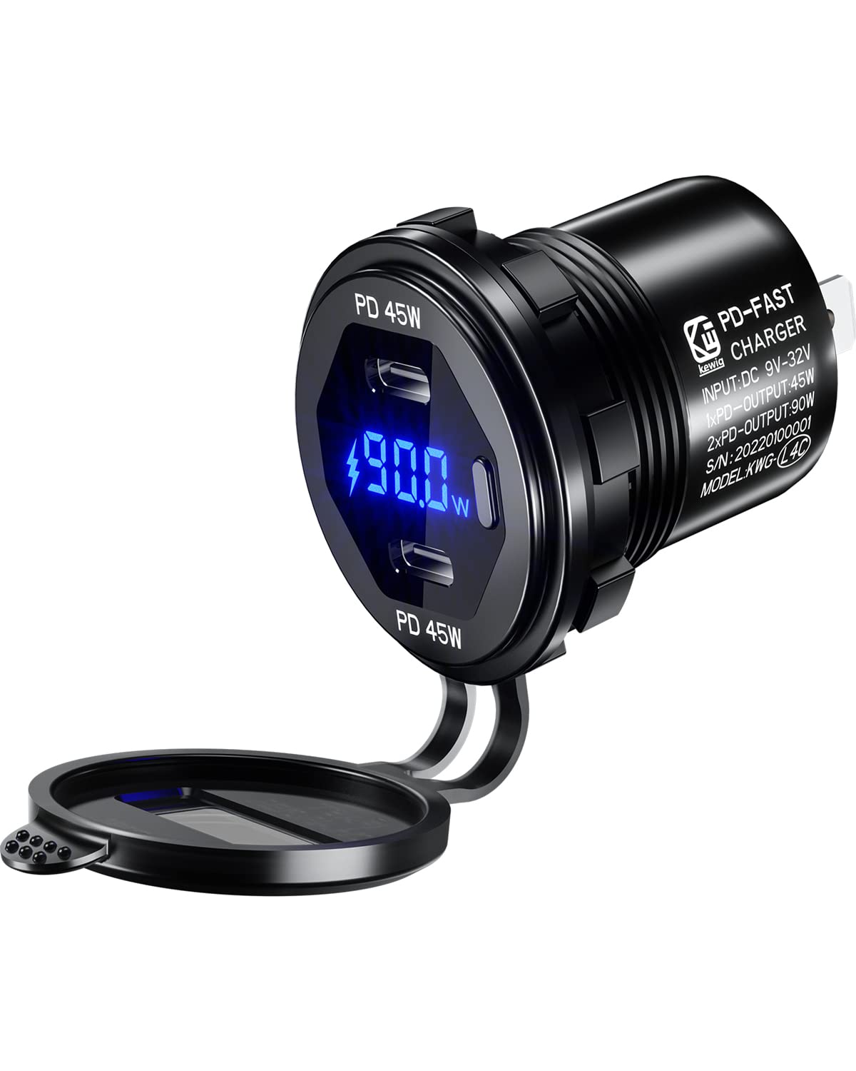 Kewig USB C Car Charger, 90W Dual PD Port Car Charger, USB C Car Charger Fast Charging PD 3.0 Dual Port Compatible with iPhone 13/13 Pro/12/12 Pro/12 Mini, Galaxy S20/S10, iPad Pro