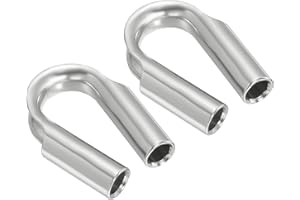 PATIKIL 3/8"/ 10mm Wire Rope Tube Thimble, 2 Pack 304 Stainless Steel Rope Thimbles for Towing Rigging, Silver