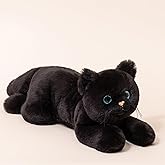 PEACH CAT Black Cat Plush Cute Kitten Stuffed Animal Soft Plushies Toy Pillow Gifts for Kids 17.7"